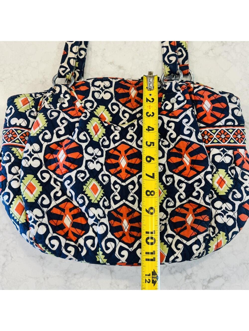 Vera Bradley Sun Valley Shoulder Purse Tote Bag Blue Orange - Picture 3 of 6